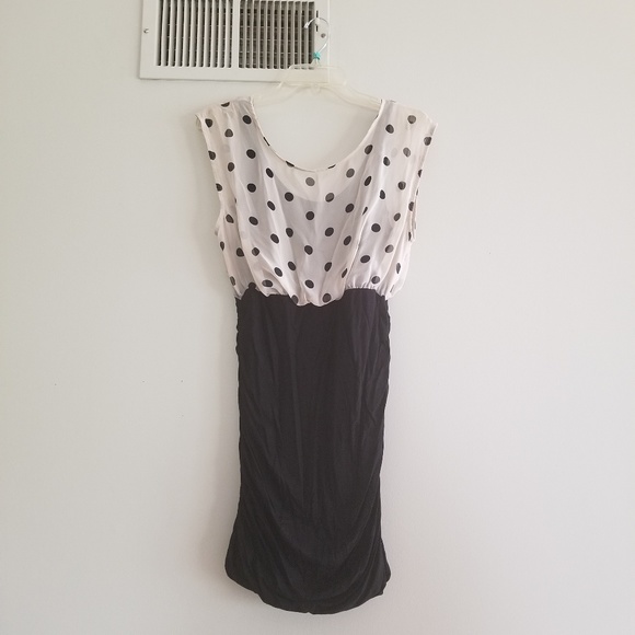 Lush Dresses & Skirts - Lush black bodycon with off white polka dot M Lush Dresses & Skirts - Lush black bodycon with off white polka dot M